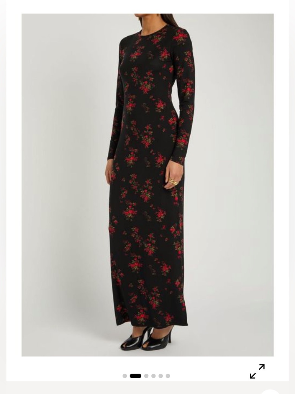 NWT Reformation BLACK FLORAL TOMMIE LS MAXI DRESS Size S